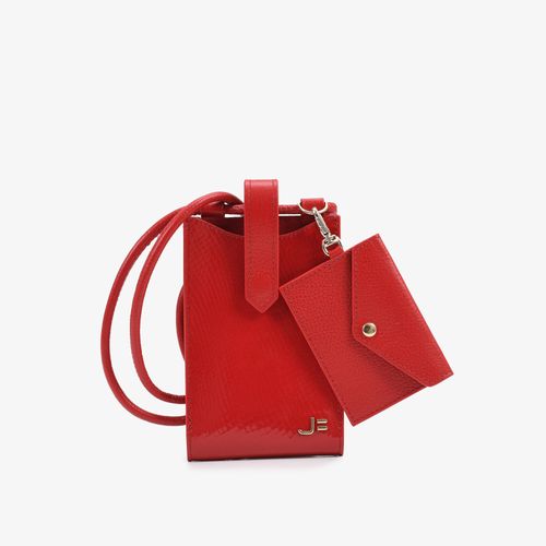 Porta Celular Vermelho Rubi Couro Texturizado