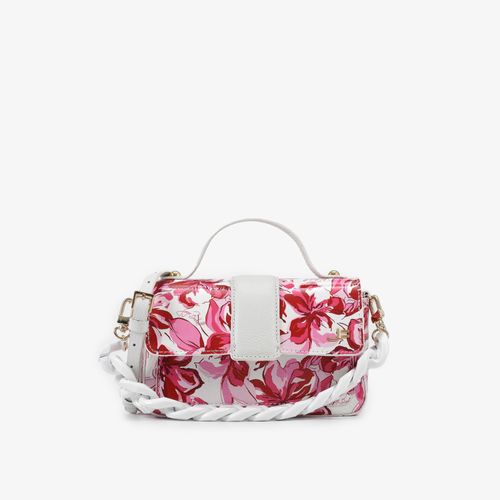Bolsa Satchel Summer Flower Couro Brilhoso