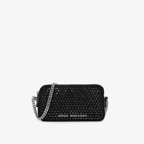 Bolsa Transversal Preto Tachas Couro