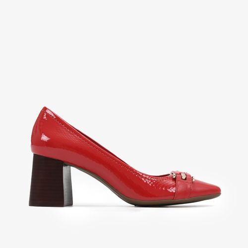 Scarpin Vermelho Rubi Salto Bloco Médio Couro