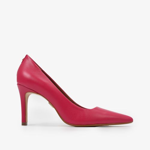 Scarpin Rosa Framboesa Jb Salto Alto Fino Couro