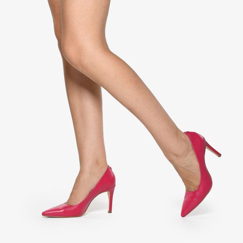 Scarpin Rosa Framboesa Jb Salto Alto Fino Couro