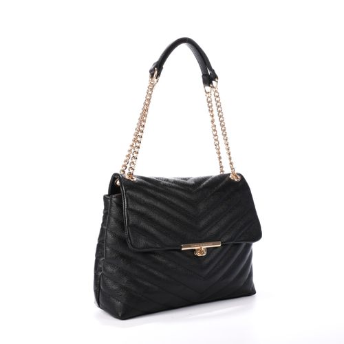 Bolsa De Ombro Preta Matelassê Couro