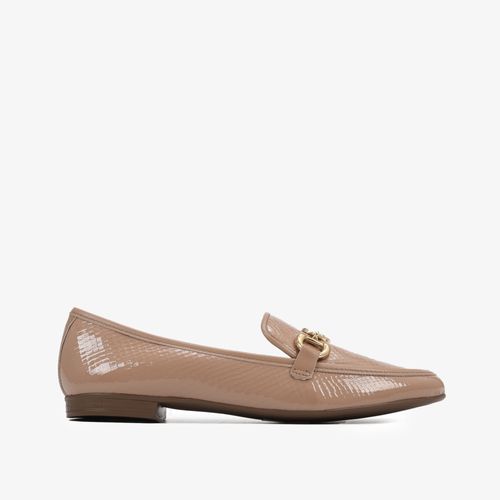 Loafer Nude Cappuccino Bridão Couro Brilhoso