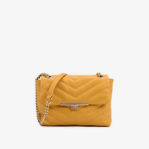 Bolsa De Ombro Pequena Amarelo Curry Couro