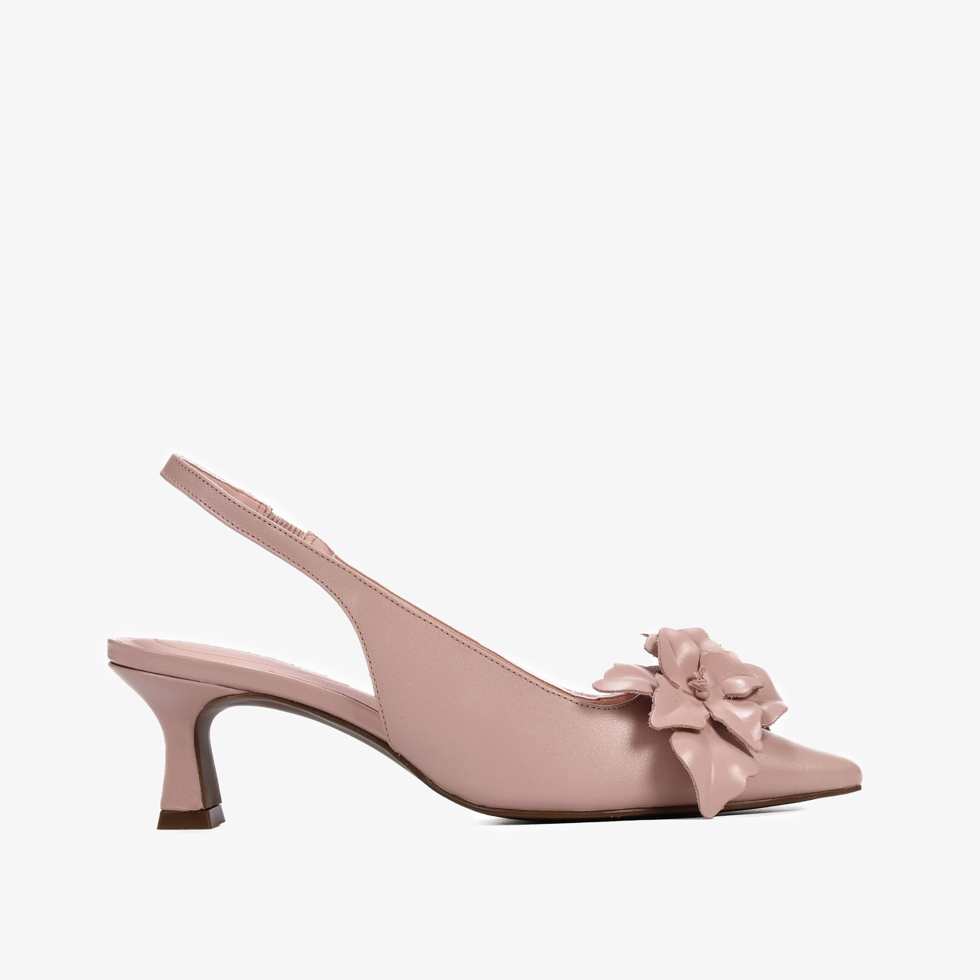 Sling Rosa 38 Slingback Rosa Claro Laço Salto Taça Médio Couro