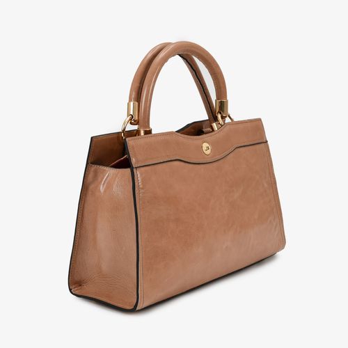 Bolsa Tote Nude Cappuccino Couro Caseinado