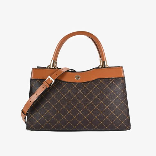 Bolsa Tote Monograma Jb Marrom Caramelo Amêndoa