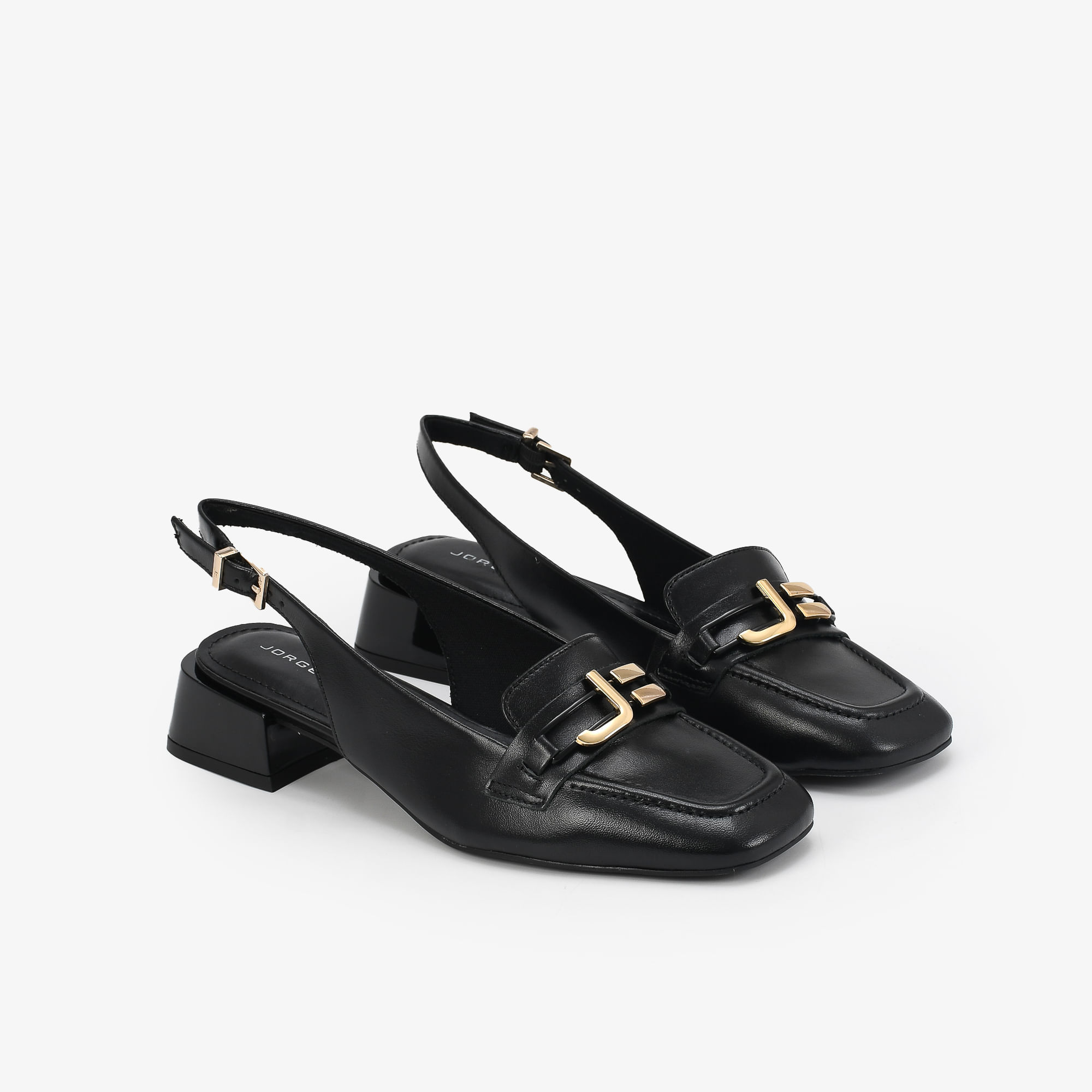 Slingback Preto Bridão Couro Jb - Sapatos, Bolsas Slingback Preto Bridão Couro Jb - Sapatos, Bolsas