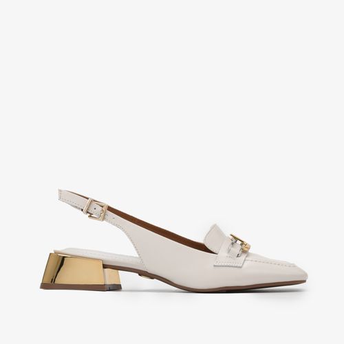 Slingback Branco Blanc Bridão Couro Jb