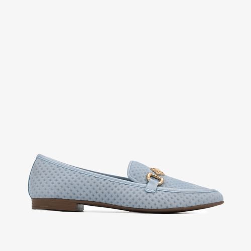 Loafer Azul Capri Couro Texturizado Tela