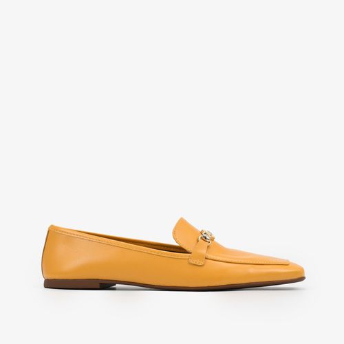 Loafer Amarelo Curry Salto Baixo Couro