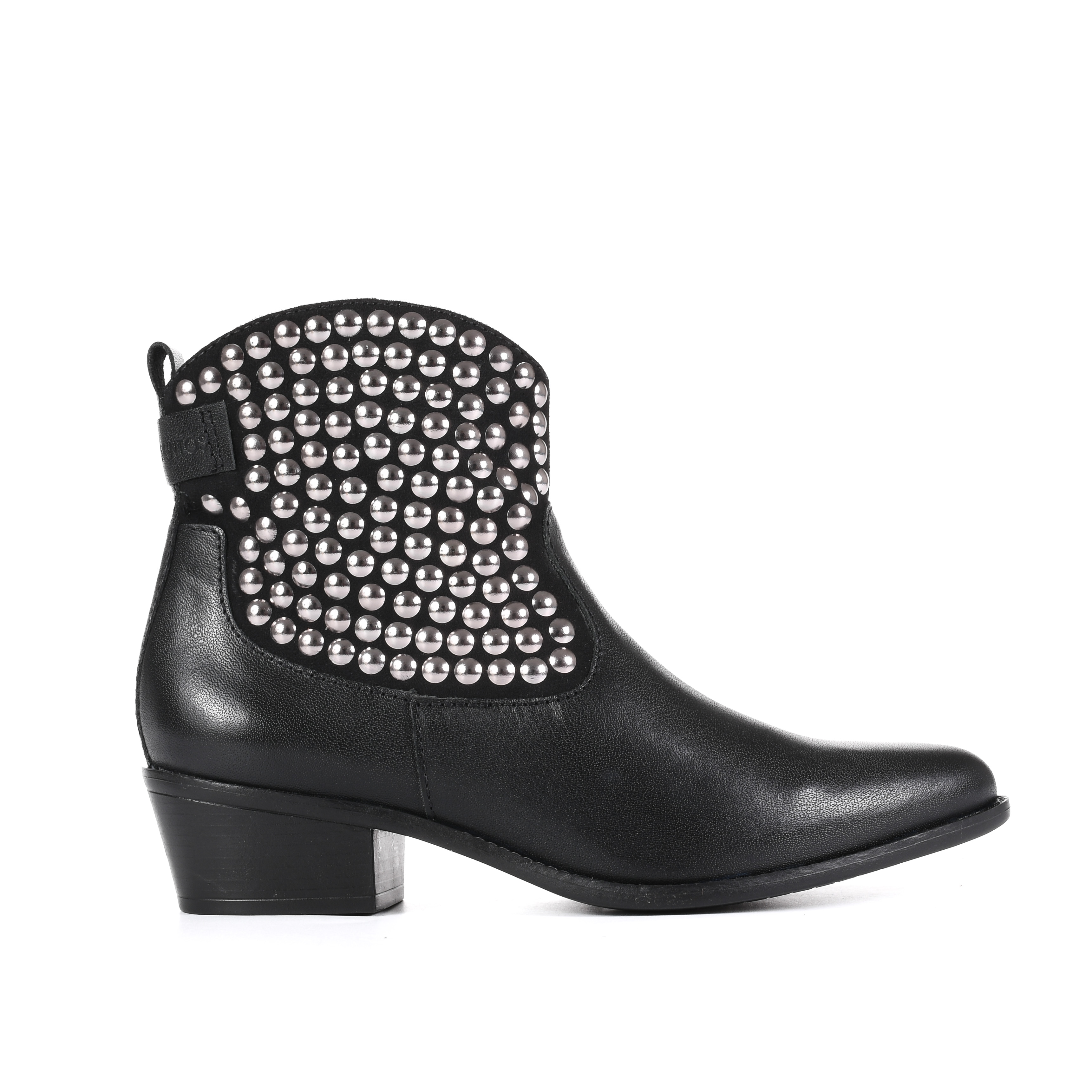 Couro Bota Cano Curto Com Tachinhas Bota Feminina Cano Curto Em Couro Confortável E Detalhes Em Spikes