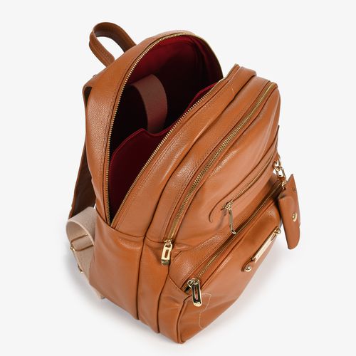 Mochila Caramelo Grande Couro