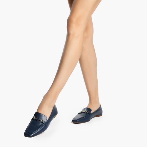 Loafer Azul Montana Couro Liso