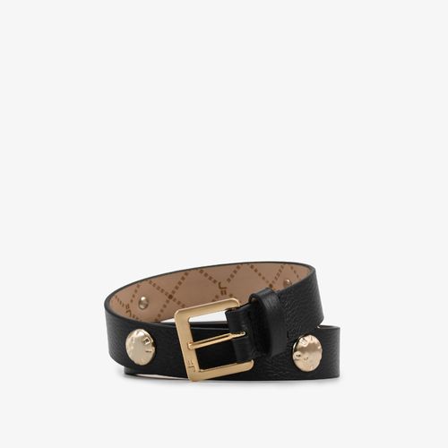 Cinto Preto Tachas Douradas Couro