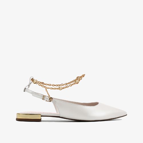 Slingback Branco Say Yes Tornozeleira Couro