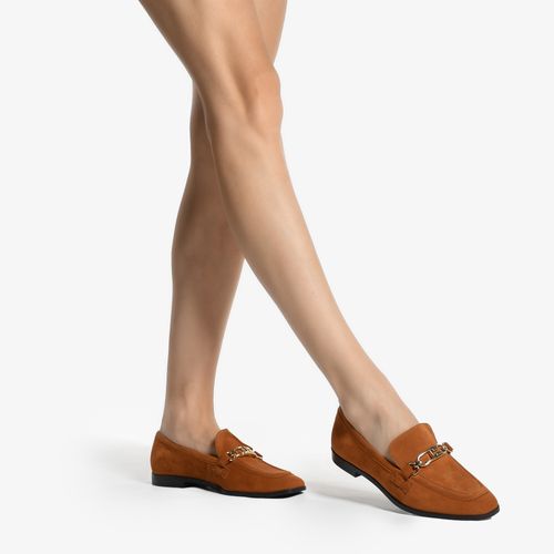 Loafer Caramelo Anis Bridão Salto Baixo Suede