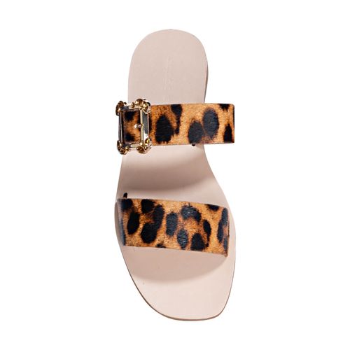Rasteira Animal Print Tiras Fivela Couro