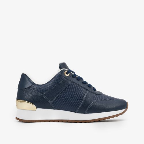 Tênis Jogger Azul Montana Couro Brilhoso