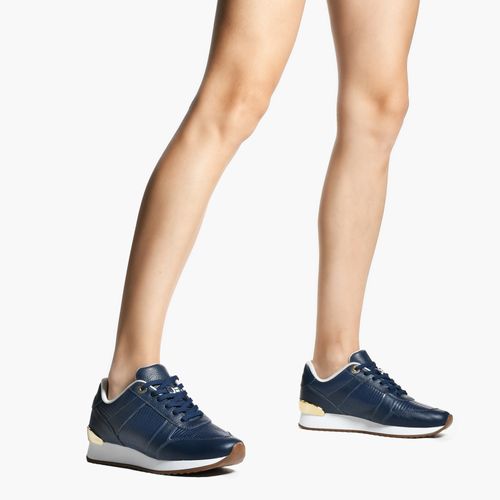 Tênis Jogger Azul Montana Couro Brilhoso