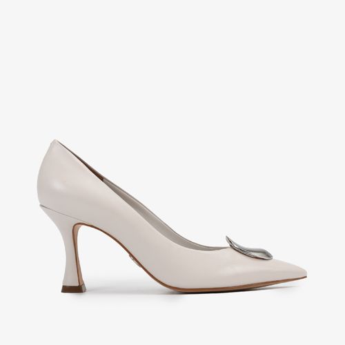 Scarpin Branco Blanc Salto Fino Médio Taça Couro