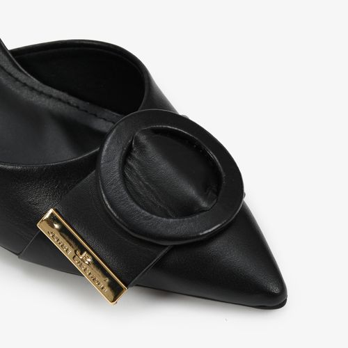Scarpin Preto Salto Alto Fino Couro