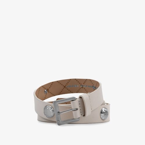 Cinto Branco Blanc Tachas Prata Couro