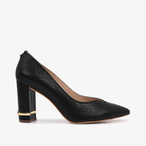 Scarpin Preto Salto Alto Mandala Couro Brilhoso