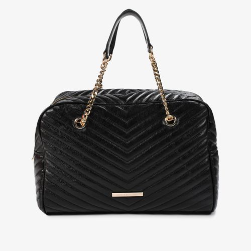 Bolsa Baú Preto Couro Matelassê