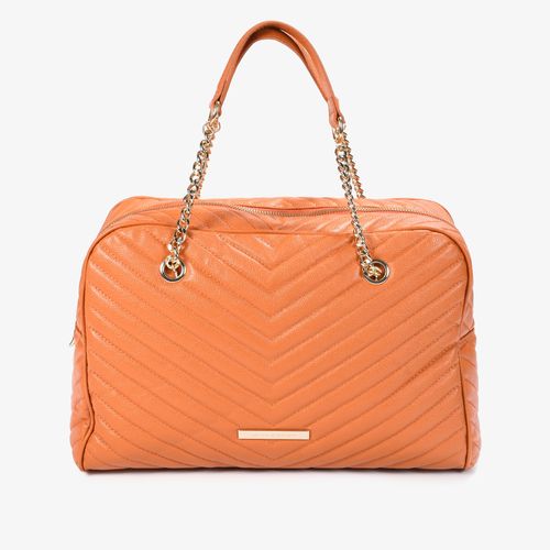 Bolsa Baú Laranja Couro Matelassê