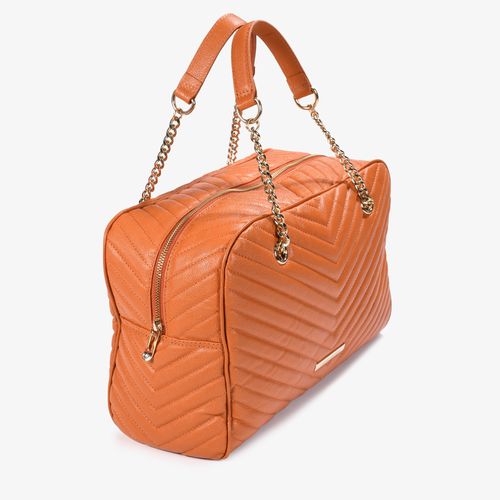 Bolsa Baú Laranja Couro Matelassê