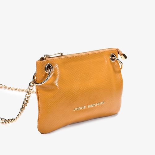Bolsa Transversal Amarelo Couro Texturizado Brilhoso