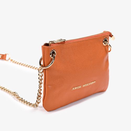 Bolsa Transversal Laranja Couro