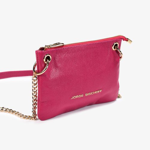 Bolsa Transversal Rosa Couro