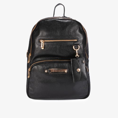 Mochila Grande Preta Couro
