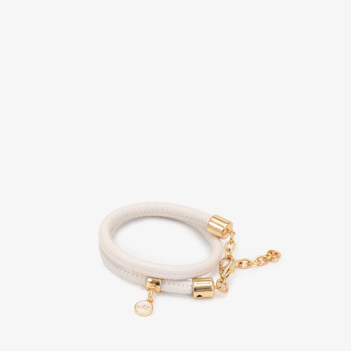 Pulseira Branco Blanc Mandala Dourada Jb Couro Metal