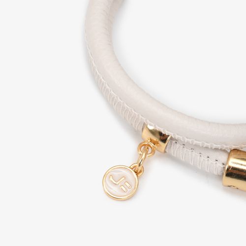 Pulseira Branco Blanc Mandala Dourada Jb Couro Metal
