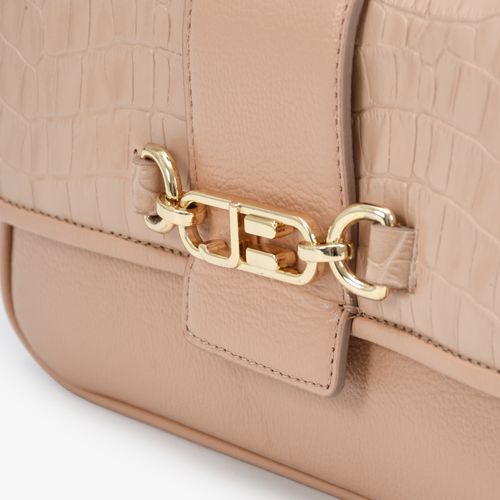 Bolsa Baguete Nude Couro Texturizado