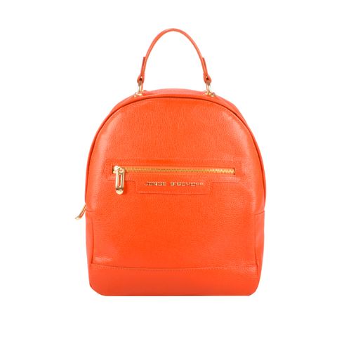 Mochila Média Laranja Abóbora Couro