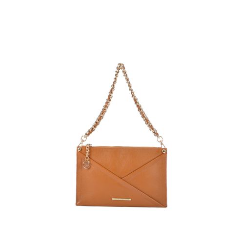 Bolsa De Ombro Caramelo Linhaça Corrente Couro