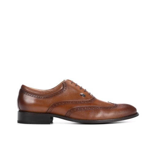 Sapato Social Masculino Couro Caramelo Pespontos Costuras
