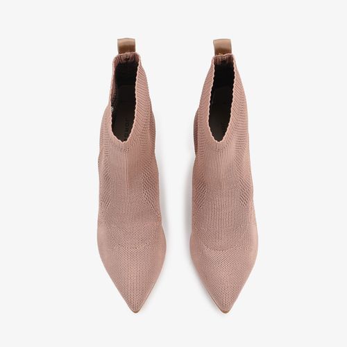 Bota Rosa Salto Bloco Alto Knit