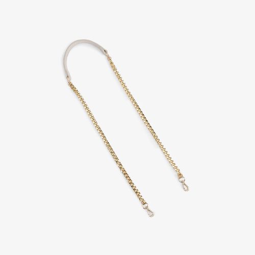 Alça De Bolsa Branco Blanc Metal Dourado Couro