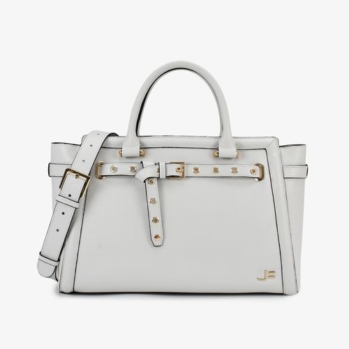 Bolsa Tote Grande Branco Blanc Ilhóses Couro