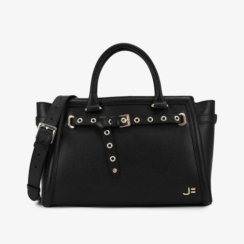 Bolsa Tote Grande Preto Ilhóses Couro