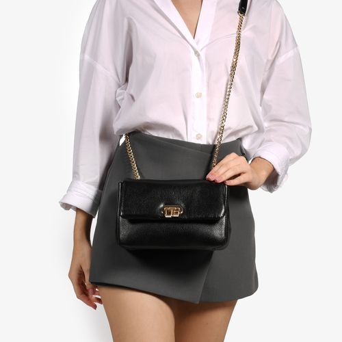 Bolsa Transversal Preto Couro