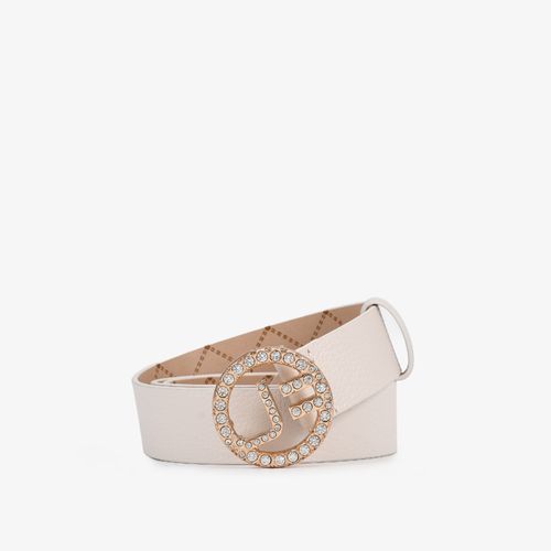 Cinto Branco Mandala Cristais Couro