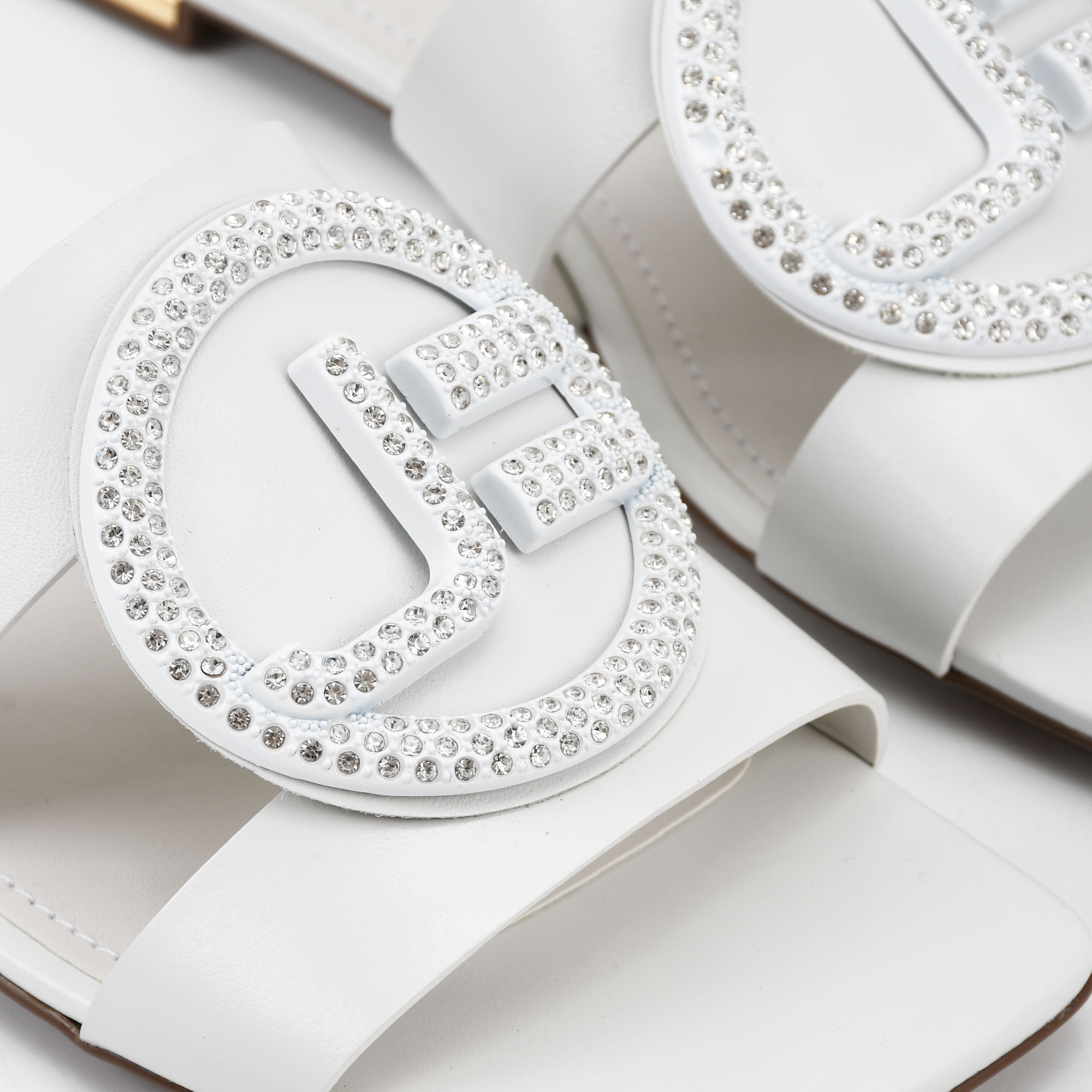 STR様 Slide Branco Tiras Mandala Hotfix Couro - Sapatos, Bolsas