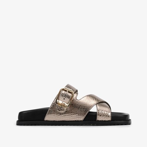 Slide Dark Gold Fivelas Couro Brilhoso